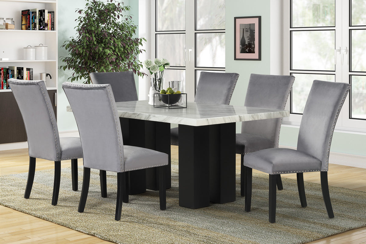 1220 7-Piece Dining Table and Chair Set Gray