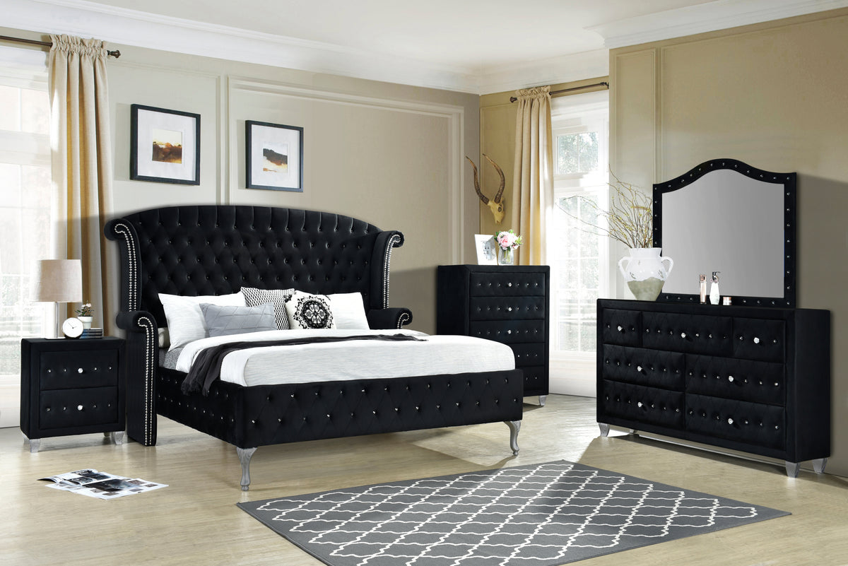 Diamond Palace 5-Piece Bedroom Set Black
