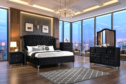 Diamond Palace 5-Piece Bedroom Set Black