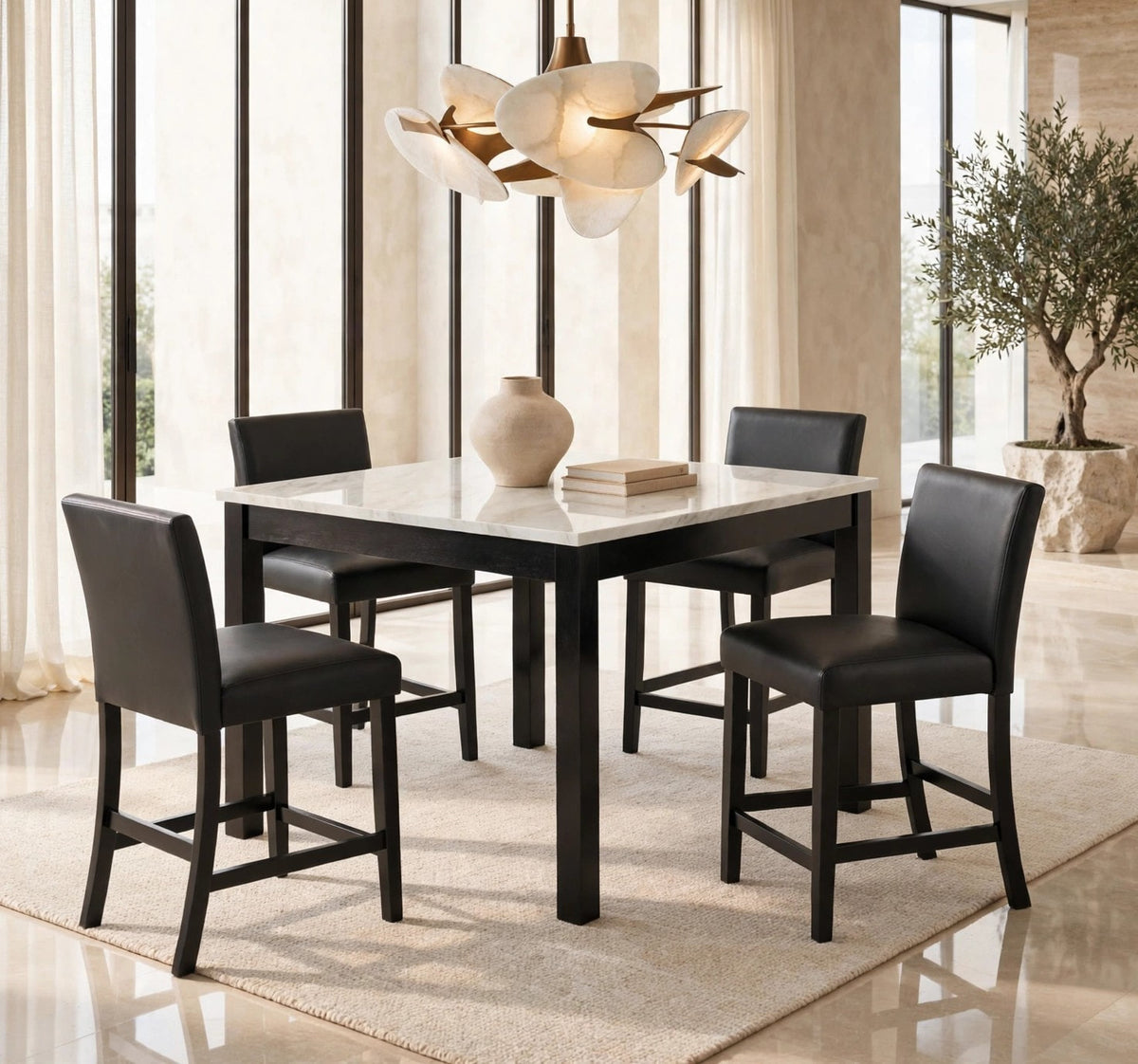 Dior 5-Piece Pub Table Set Black