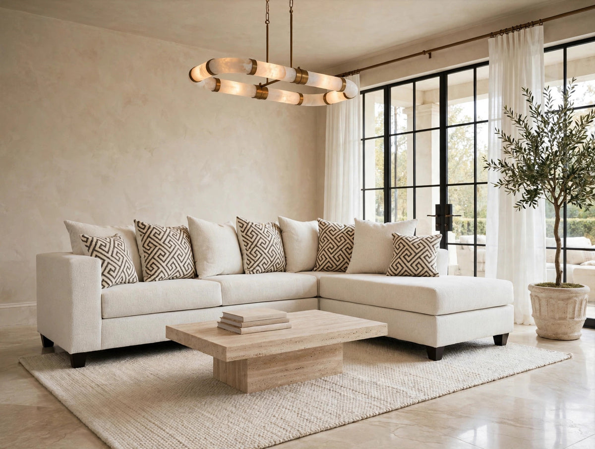 110 Stationary Sectional Sofa Stone