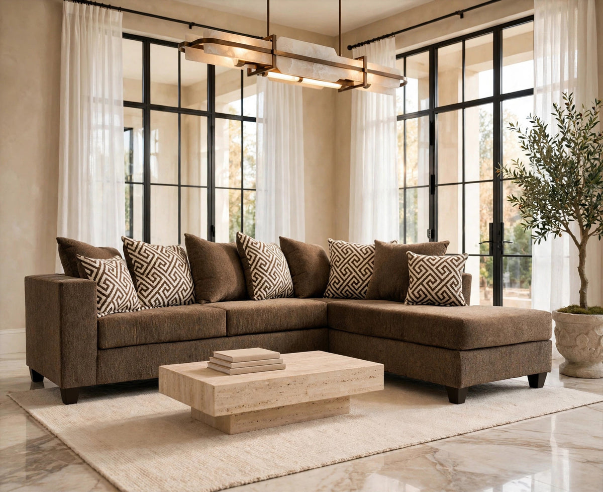 110 Stationary Sectional Sofa Mocha