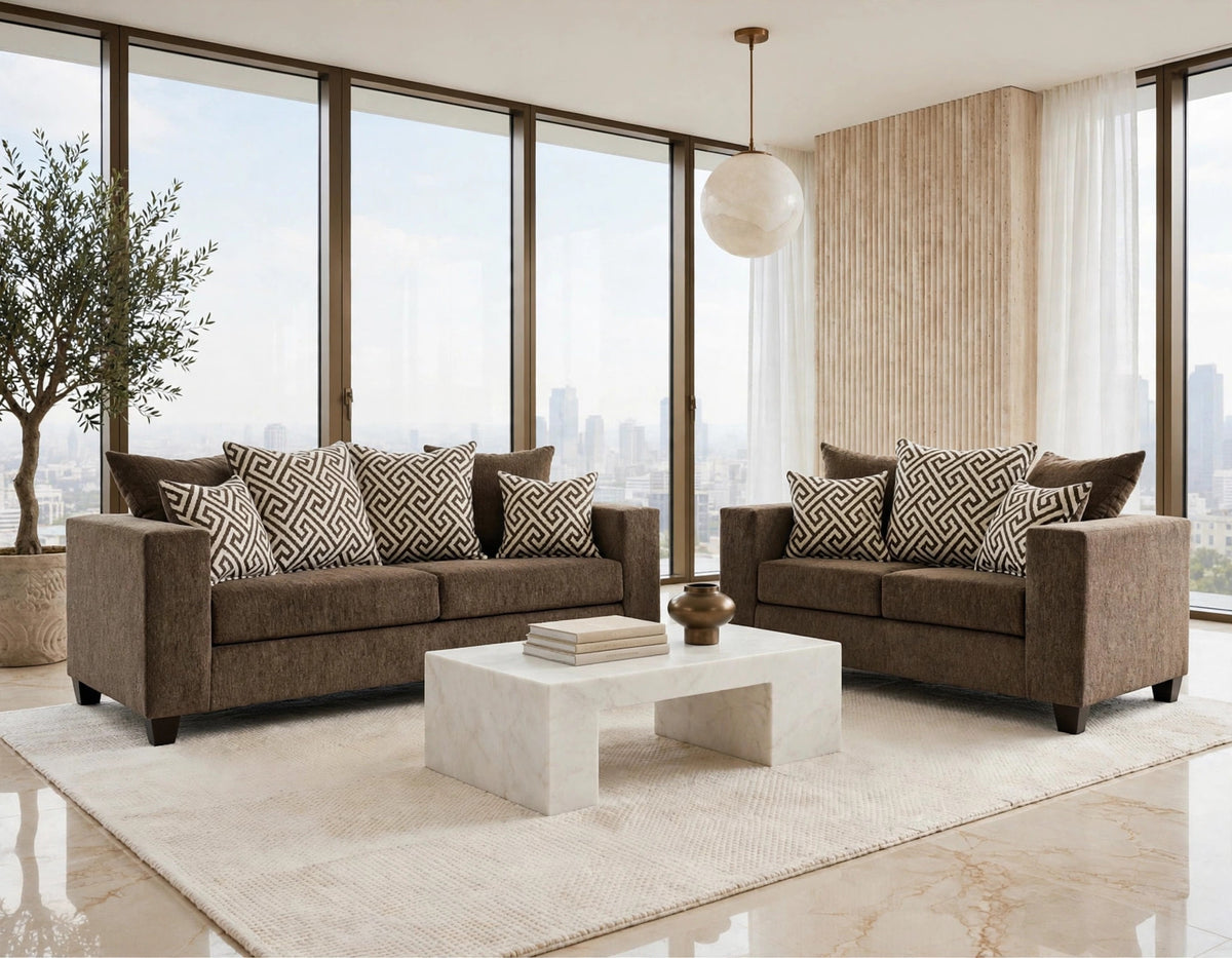 110 Stationary Sofa and Loveseat Set Mocha
