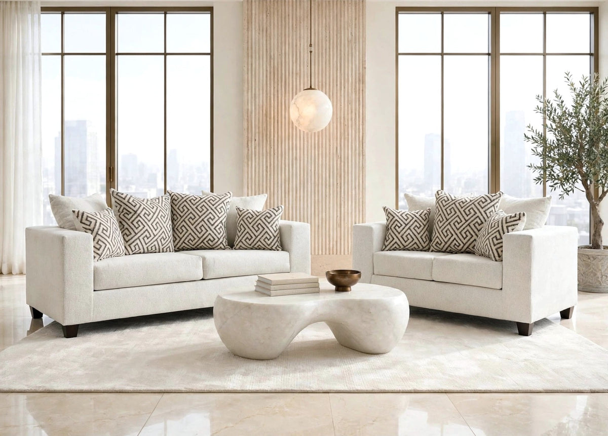 110 Stationary Sofa and Loveseat Set Stone