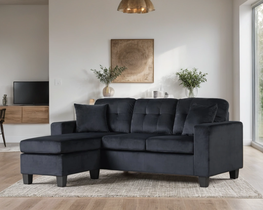Cris Reversible Sectional Sofa Black
