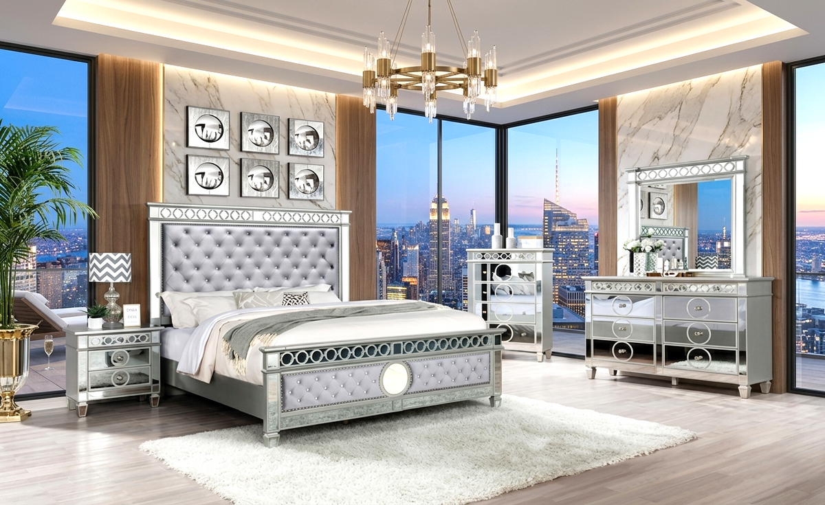 B5020 Bedroom Set Gray Velvet