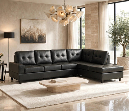 James Reversible Sectional Sofa PU Black