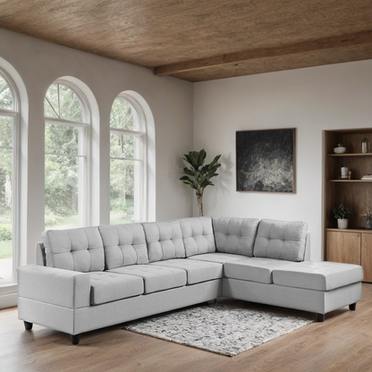 James Reversible Sectional Sofa Light Gray