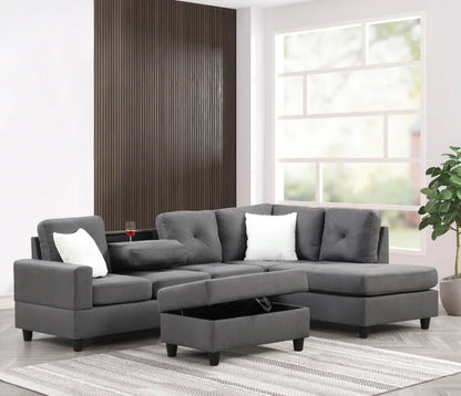 Rocket Reversible Sectional Sofa Charcoal