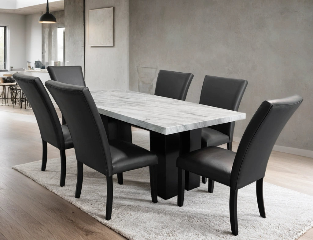 1220 7-Piece Dining Set PU Black