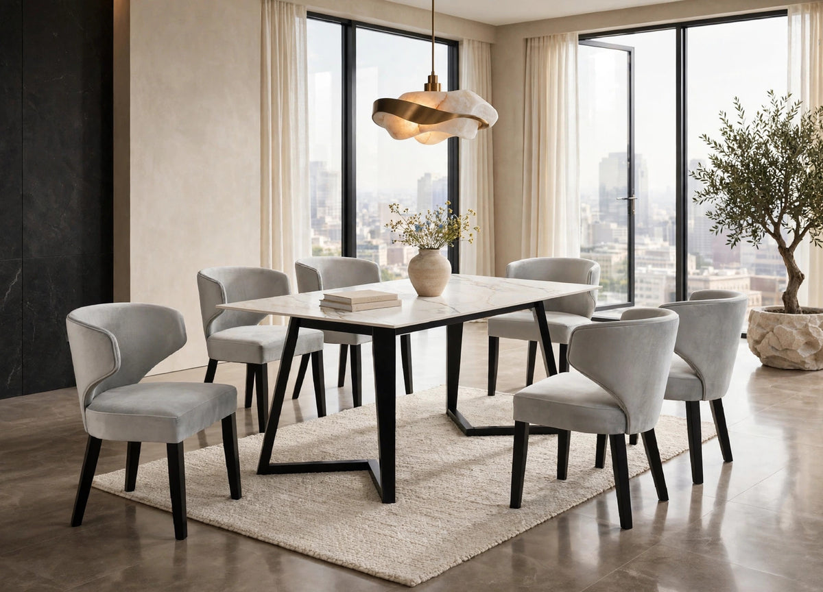 Hamilton White 7-Piece Dining Set Silver