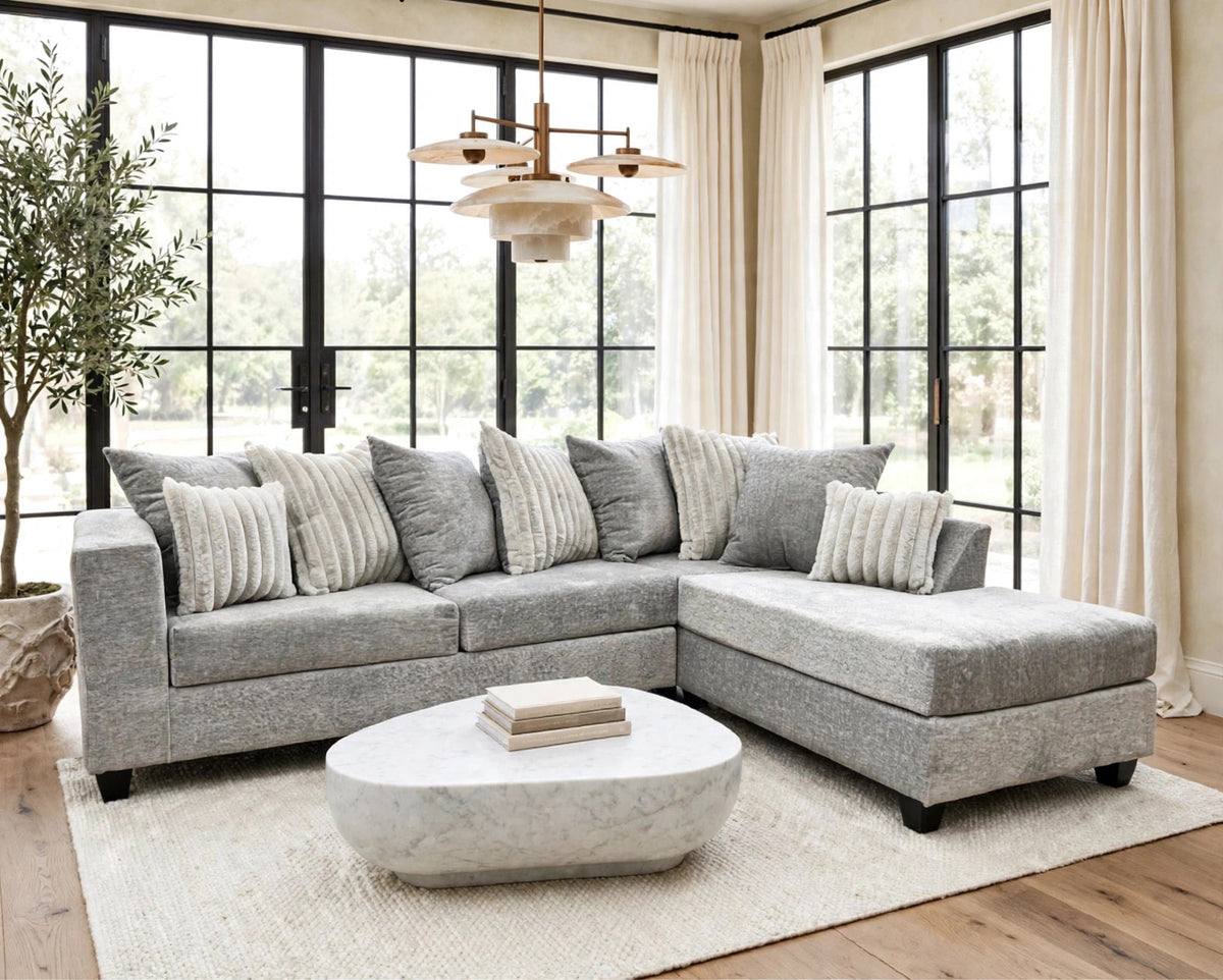 410 2-Piece Stationary Sectional Sofa Set Gray