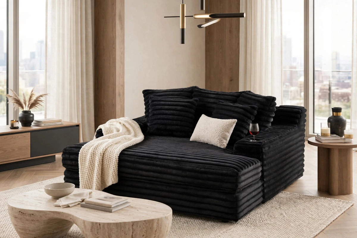4400 Large Chaise Lounge Black