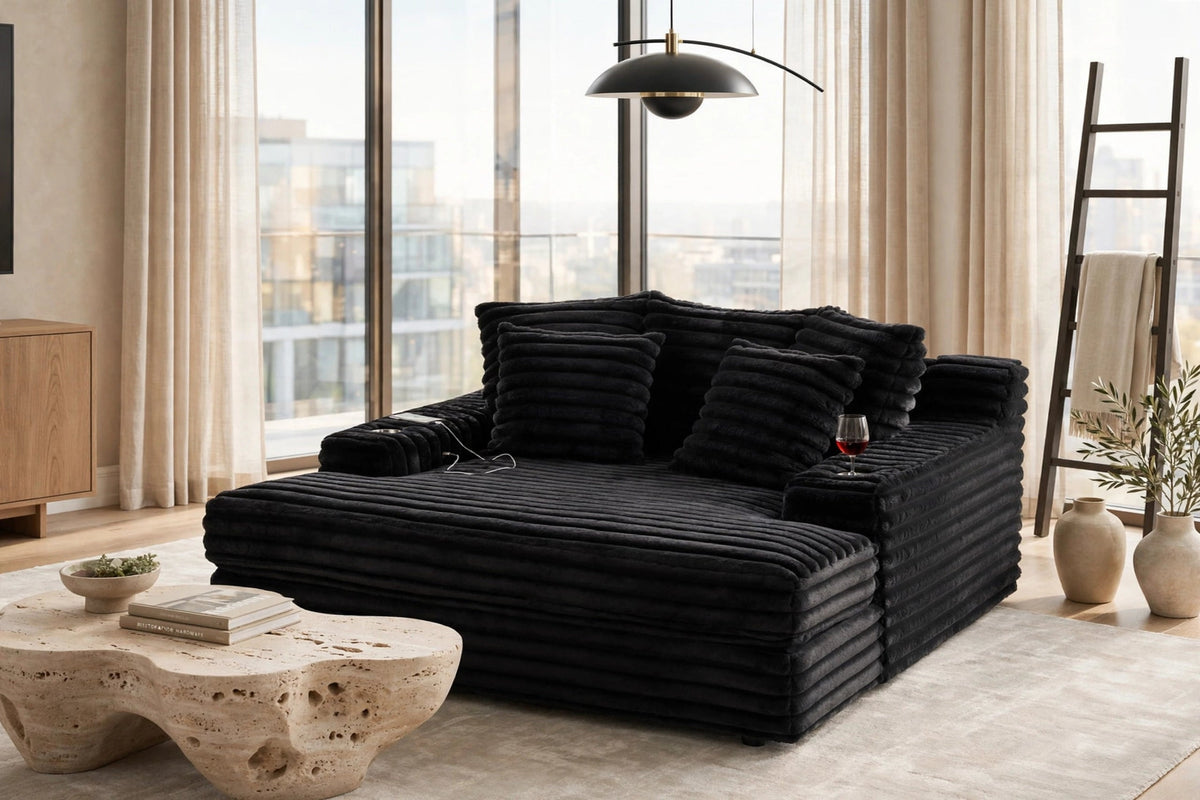 4400 Large Chaise Lounge Black
