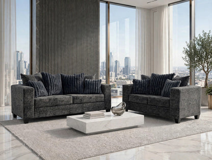 410 Stationary Sofa and Loveseat Set Charcoal