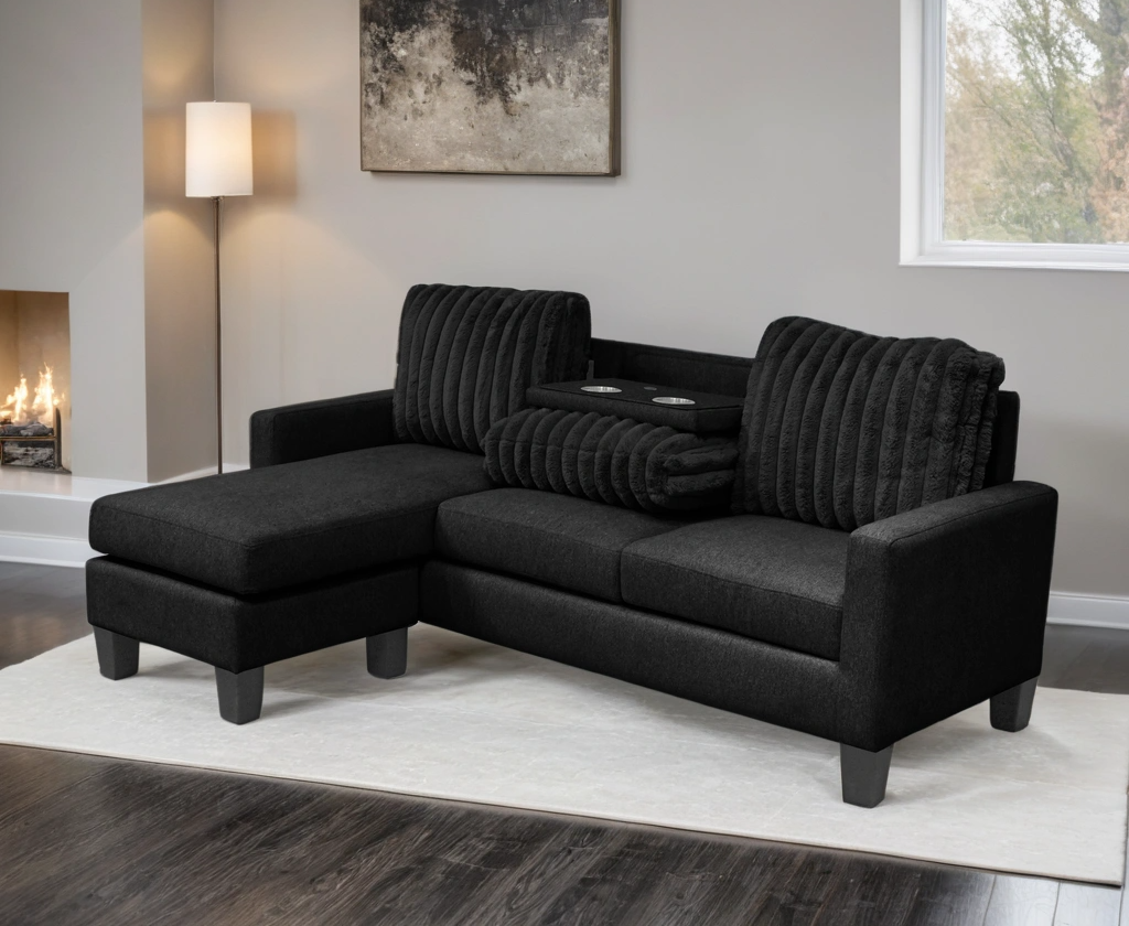 Neymar Reversible Sectional Drop Down Table Black