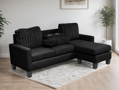 Neymar Reversible Sectional Drop Down Table Black