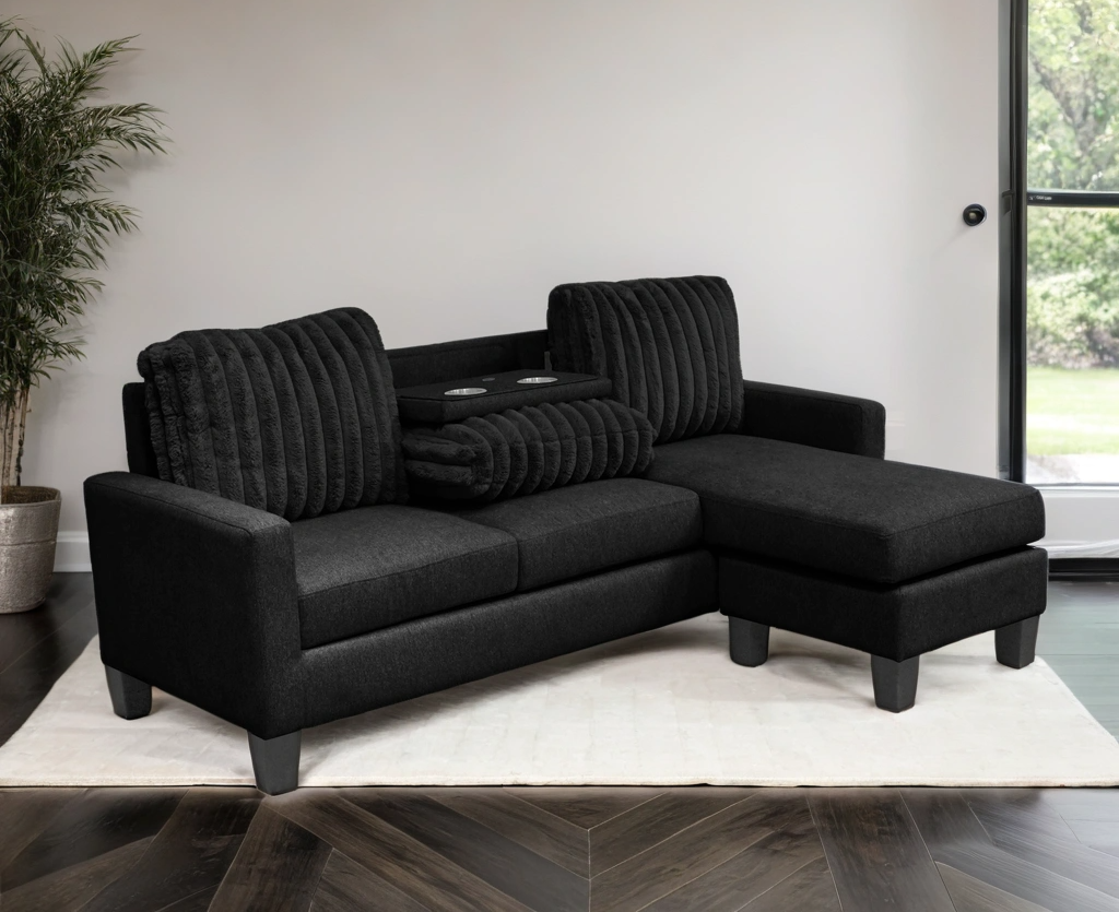 Neymar Reversible Sectional Drop Down Table Black