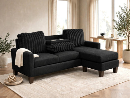 Neymar Reversible Sectional Drop Down Table Black