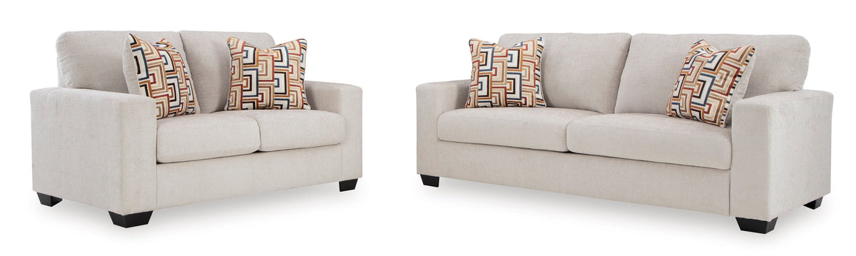 Ashley 243-05 Stationary Sofa and Loveseat Set Stone