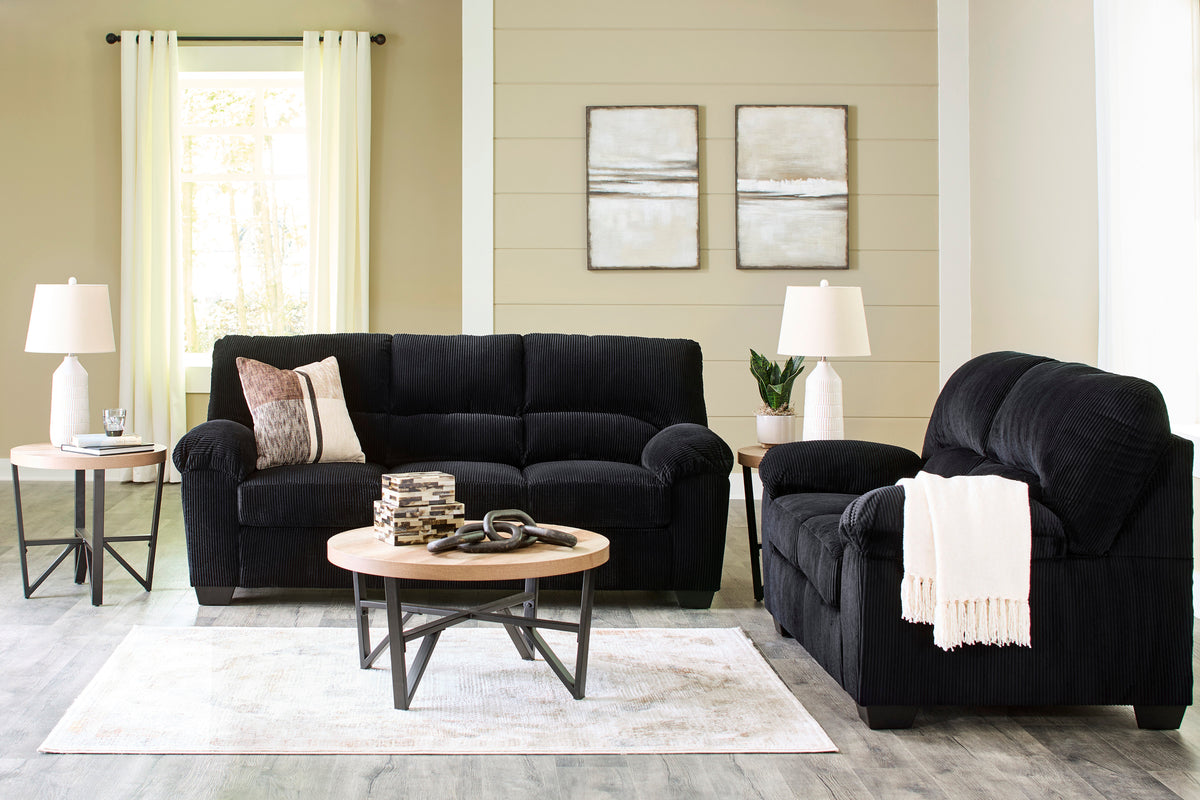 Ashley 242-04 Stationary Sofa and Loveseat Set Onyx
