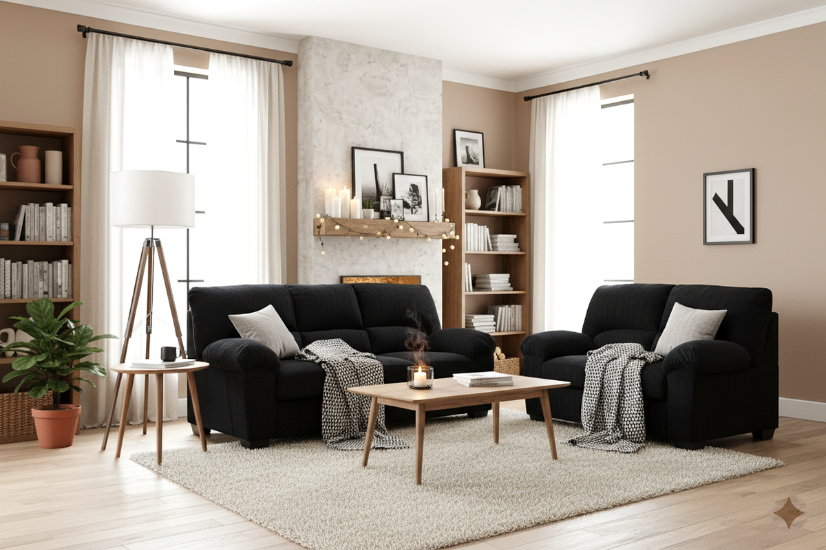Ashley 242-04 Stationary Sofa and Loveseat Set Onyx