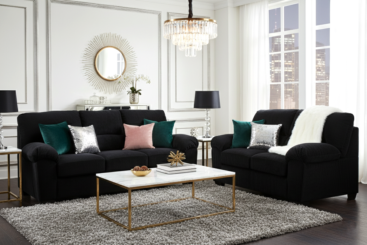 Ashley 242-04 Stationary Sofa and Loveseat Set Onyx
