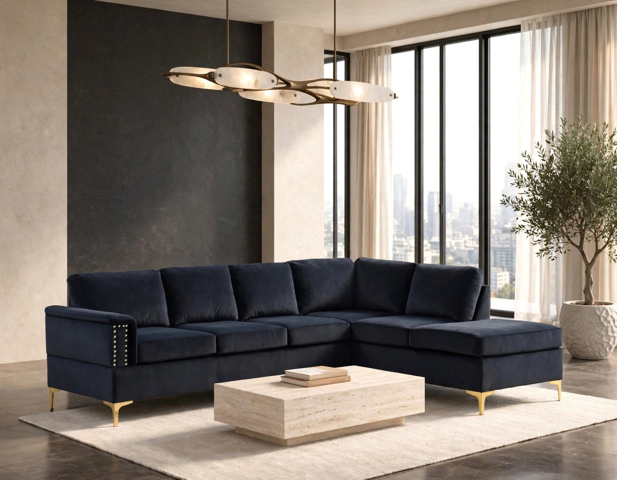 Vogue2 Stationary Sectional Sofa Black