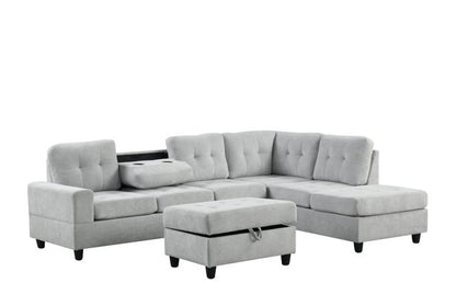41Heights Reversible Sectional and Ottoman Set Silver