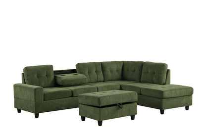42Heights Reversible Sectional and Storage Ottoman Set Green