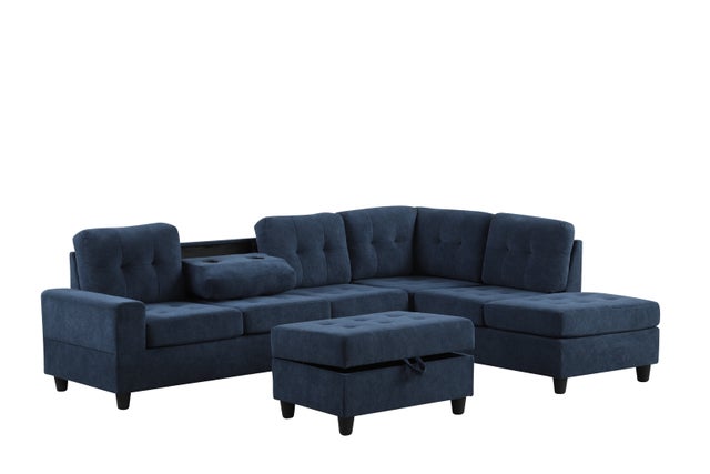 44Heights Reversible Sectional and Ottoman Set Navy