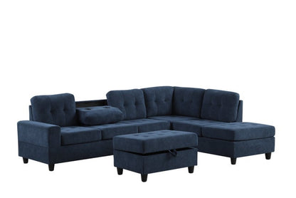 44Heights Reversible Sectional and Ottoman Set Navy