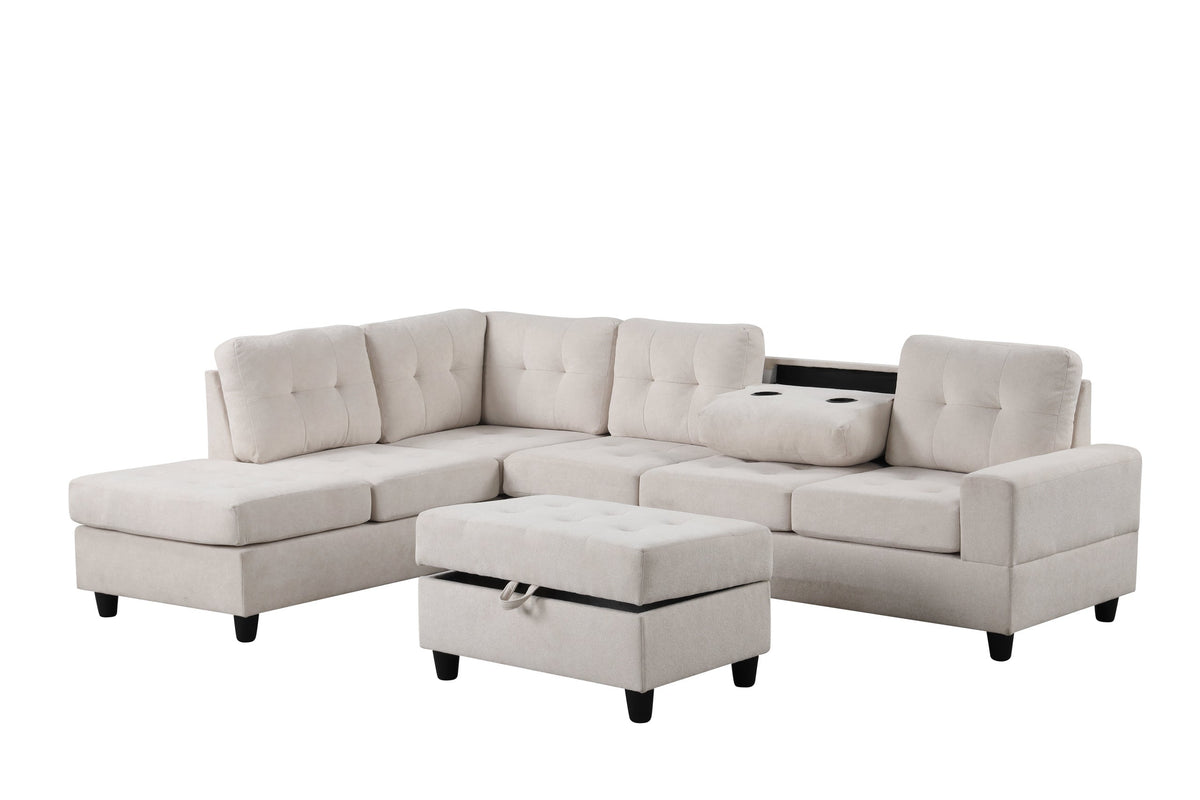 45Heights Reversible Sectional and Ottoman Set Beige