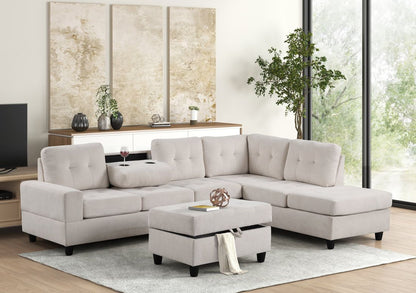 45Heights Reversible Sectional and Ottoman Set Beige