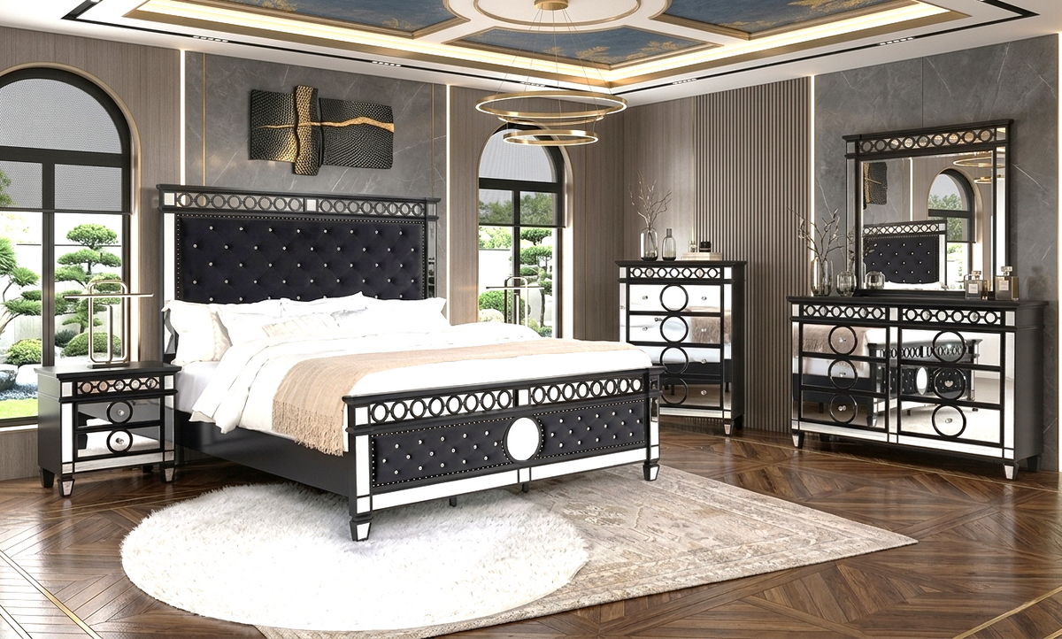 B5030 Bedroom Set Black Velvet