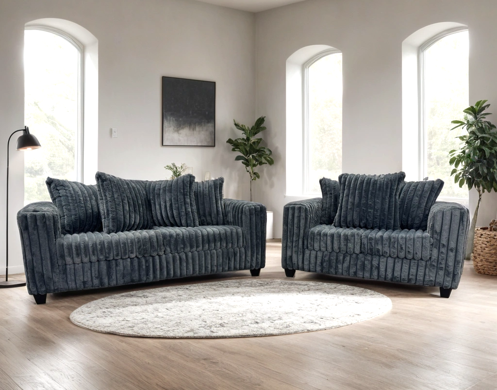 510 Stationary Sofa and Loveseat Set Charcoal