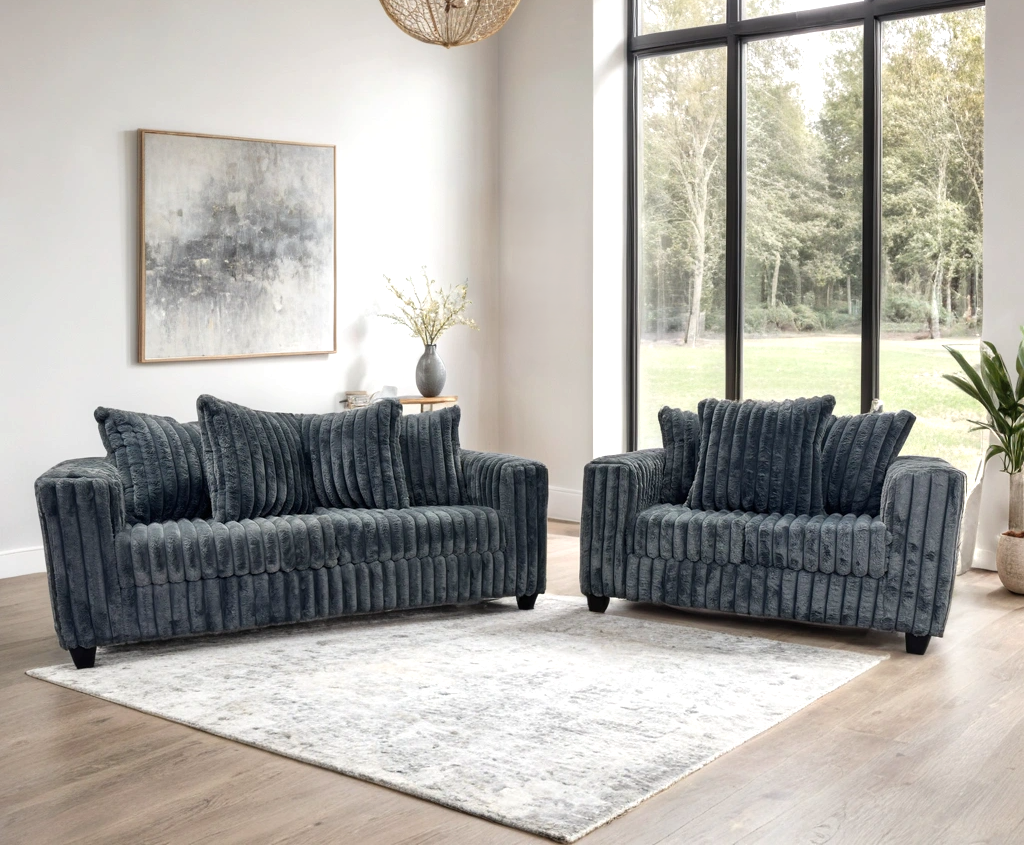 510 Stationary Sofa and Loveseat Set Charcoal