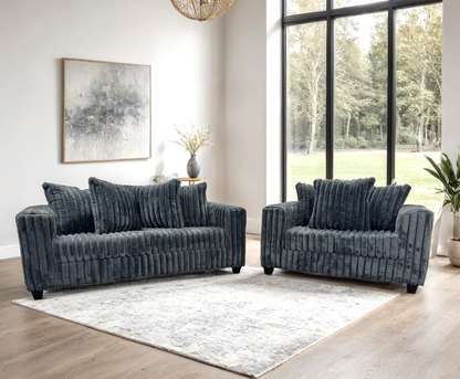 510 Stationary Sofa and Loveseat Set Charcoal