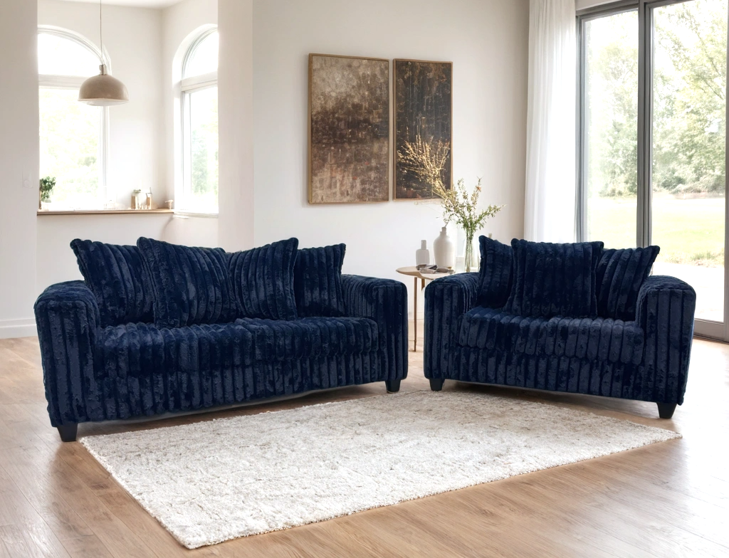 510 Stationary Sofa and Loveseat Set Navy
