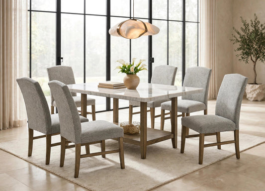 Lola10 7-Piece Dining Set Genuine Marble