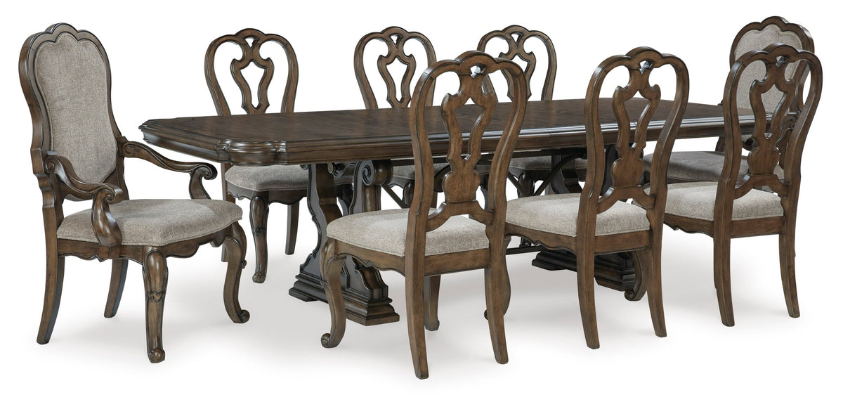 Ashley D947-55T 7-Piece Dining Set Dark Brown
