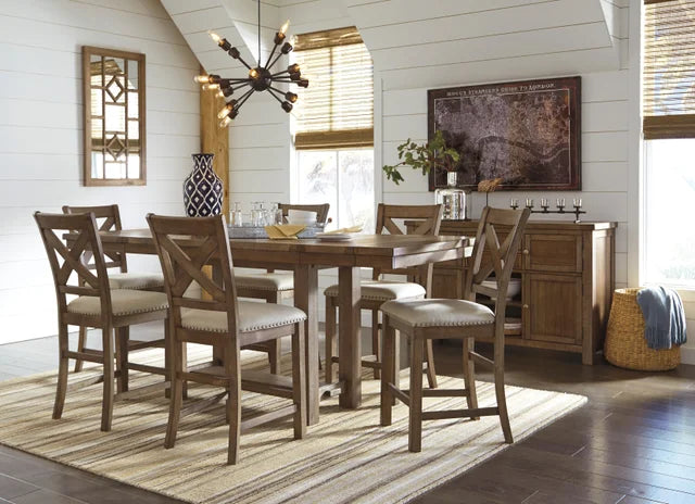 D631 7-Piece Counter Height Dining Set Grayish Brown