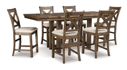 D631 7-Piece Counter Height Dining Set Grayish Brown