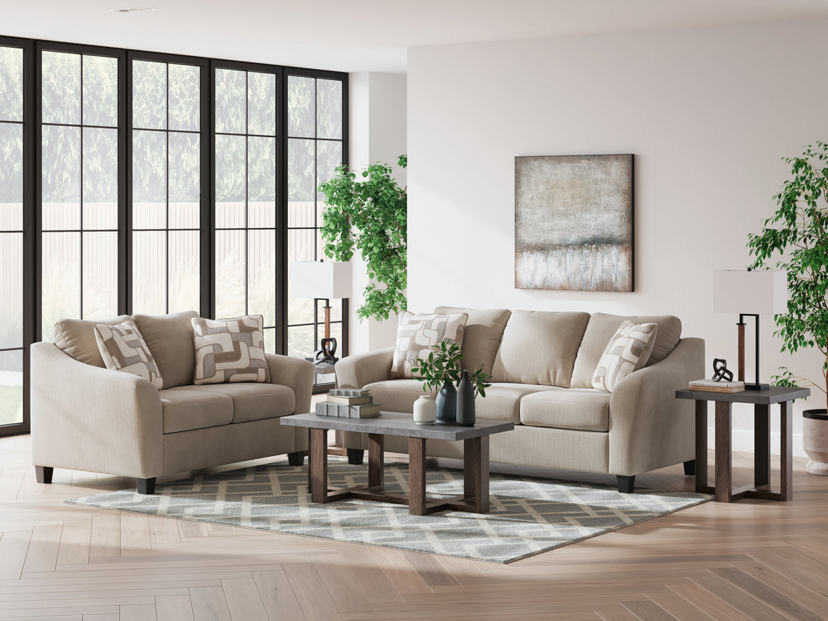 Ashley 598-03 Stationary Sofa and Loveseat Set Taupe