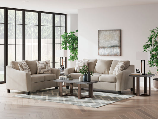 Ashley 598-03 Stationary Sofa and Loveseat Set Taupe