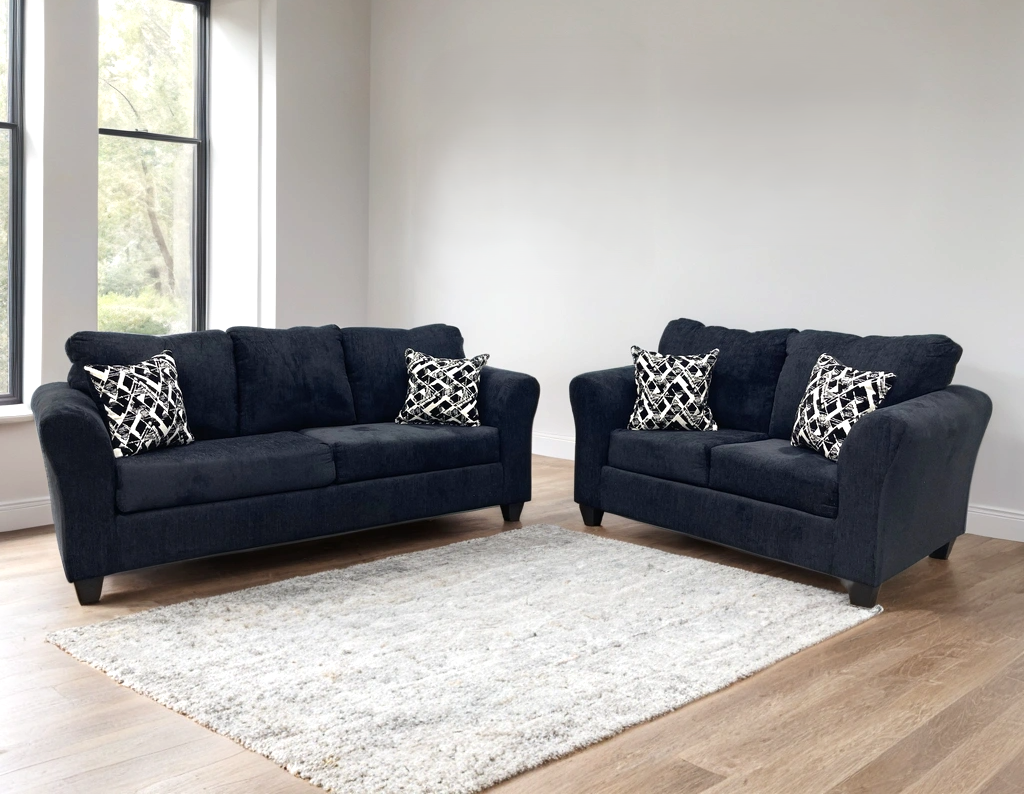 210 Stationary Sofa and Loveseat Set Black