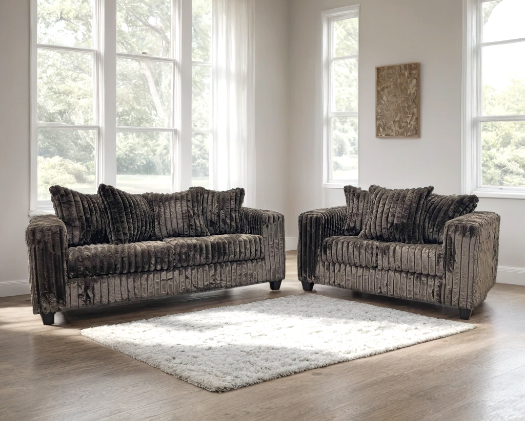 510 Stationary Sofa and Loveseat Set Chocolate
