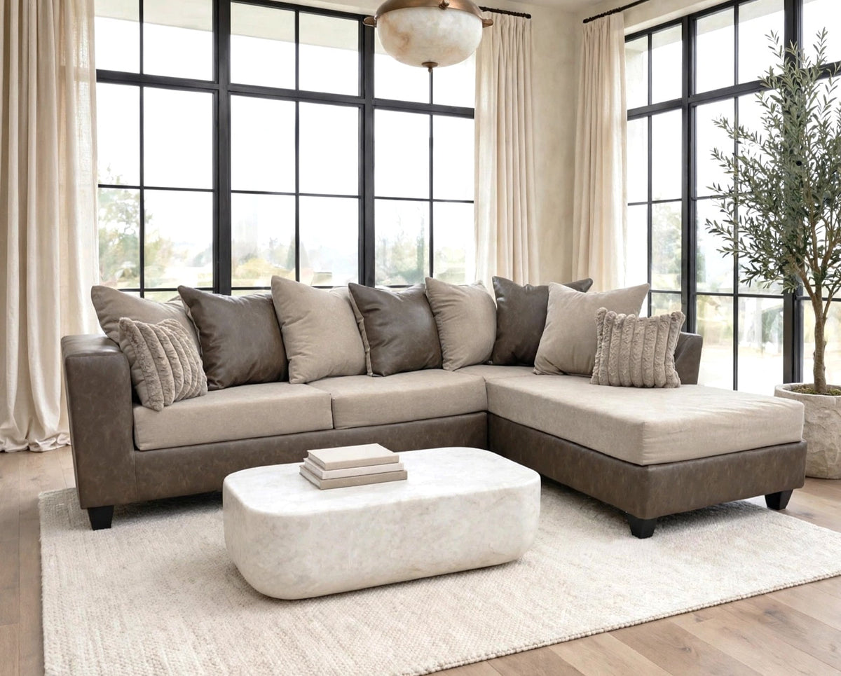 110 Stationary Sectional Sofa and Chaise Set Latte