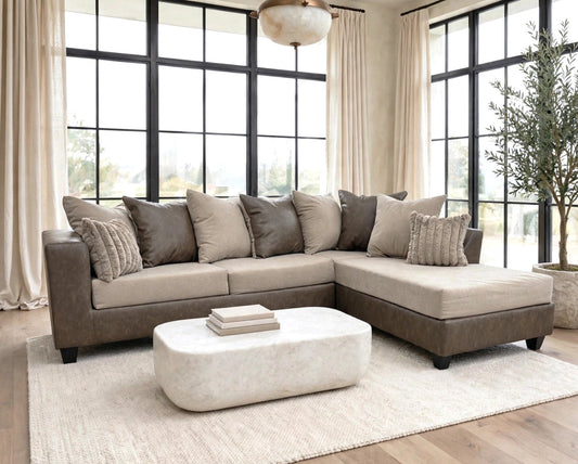 110 Stationary Sectional Sofa and Chaise Set Latte