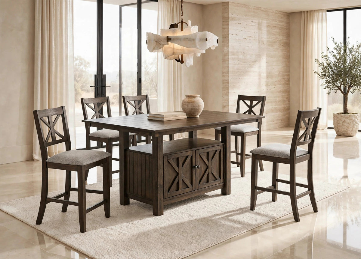 D380 7-Piece Counter Height Dining Set Espresso